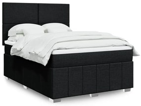 Cama com molas/colchão 140x200 cm tecido preto