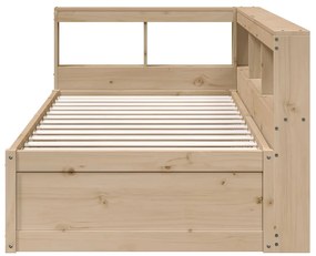 Cama com estante sem colchão 75x190 cm pinho maciço