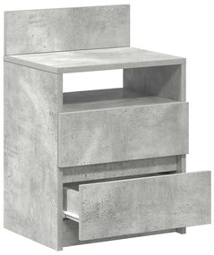 Mesas de cabeceira 2pcs c/ 2gavetas 40x33x60cm cinzento cimento