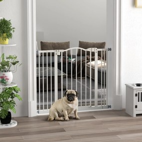 Barreira de Segurança para Cães com Largura Ajustável 74-100 cm e Extensões para Escadas e Portas Branco