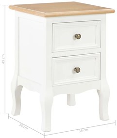 Mesa-de-cabeceira 2 pcs 35x30x49 cm MDF branco