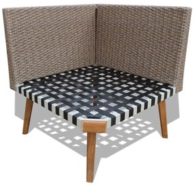 4 pcs conjunto lounge de jardim c/ almofadões vime PE cinzento