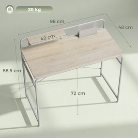 Secretária Moderna com Prateleira e Estrutura Metálica Fácil Montagem 98x48x88,5 cm Carvalho