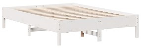 Cama com estante sem colchão 160x200 cm pinho maciço branco