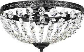 HOMCOM Candeeiro de Teto de Cristal Clássico com 2 Suportes E14 40W Candeeiro de Teto Vintage com 168 Contas de Cristal Ø35x22 cm Preto | Aosom Portugal
