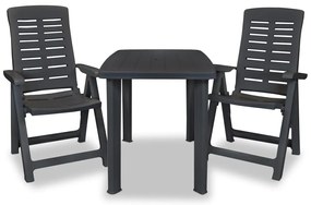 Conjunto bistrô 3 pcs plástico antracite