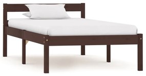 vidaXL Estrutura de cama 90x200 cm pinho maciço castanho-escuro