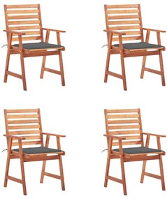 vidaXL Cadeiras de jantar p/ jardim 4 pcs c/ almofadões acácia maciça