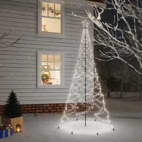 328626 vidaXL Árvore de Natal c/ poste metal 500 luzes LED 3 m branco frio