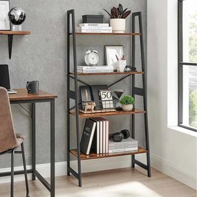 Estante em em forma de Escada com estrutura em bambu 63 x 34 x 137 cm Castanho Vintage-preto