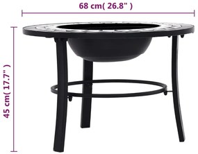 Braseira em mosaico 68 cm cerâmica preto e branco