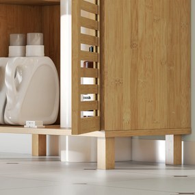 Móvel para Lavatório Pousar (NÃO INCLUIDO) de Bambu com Prateleira Ajustável para Lavatórios 60x30x80 cm Madeira