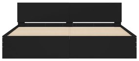 Estrutura cama c/ cabeceira e luzes LED 180x200 cm preto