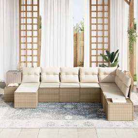 Conjunto de Sofá de Jardim 8 pcs Bege 319 x 209 x 85 cm