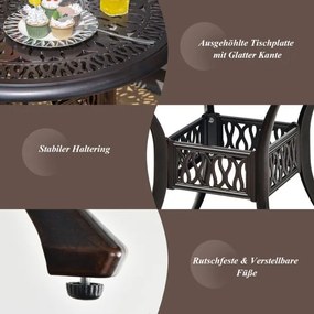Mesa de jardim redonda  com orifício para guarda-sol Ø 90 cm, em alumínio fundido