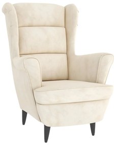 Poltrona de descanso com banco veludo cor creme