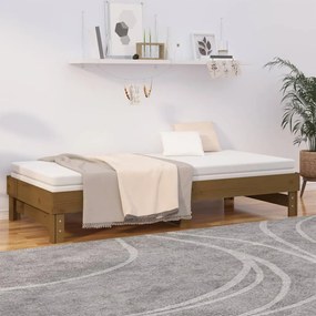 Sofá-cama de puxar 2x(100x200) cm pinho maciço castanho-mel