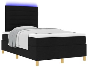 Cama Box Spring com Colchão e LED Preto 120x200 cm Tecido