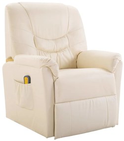 vidaXL Cadeira de massagens couro artificial creme