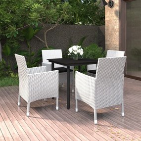 vidaXL 5 pcs conjunto de jantar p/ jardim c/almofadões vime PE e vidro