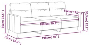 Sofá de 3 lugares 180 cm tecido cinza-escuro