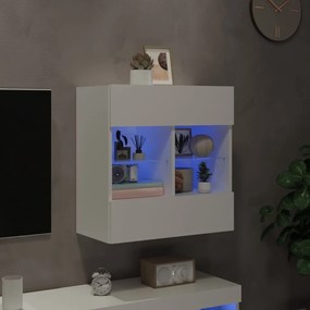 Móvel de parede para TV com luzes LED 58,5x30x60,5 cm branco