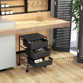 Carrinho Auxiliar com Rodas Carrinho de Cozinha de 3 Níveis com 3 Cest