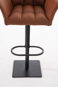 Banco de bar Damaso em couro sintético e estrutura preta 64 x 88-113 x 45 cm Castanho claro