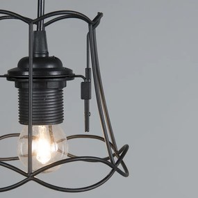 Candeeiro de suspensão retro preto 15 cm - Granny Frame Retro