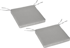 Conjunto de 2 almofadas para cadeiras e cadeirões de jardim; almofadas de assento com capas removíveis; enchimento de 5 cm; poliéster; cinzento claro