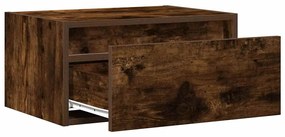 Mesa de cabeceira de parede com luzes LED carvalho fumado