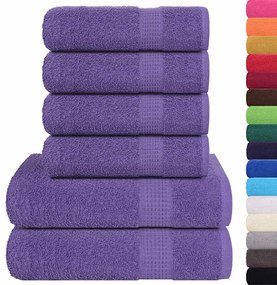 6pcs Conjunto toalhas banho 360 gsm 100% algodão roxo