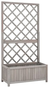 vidaXL Vaso com treliça para jardim 70x30x135 cm abeto maciço cinzento