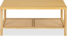 Mesa de Centro retangular, 100 x 52 x 45 cm, Dois Níveis de Arrumação, Natural