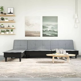 3157256 vidaXL Sofá-cama em forma de L 255x140x70 cm tecido cinzento-claro