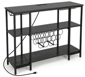 Garrafeira armario de cozinha com estação de carregamento 2 suportes para 15 garrafas Estantes industriais para cozinha doméstica 113 x 35 x 85 cm Cin