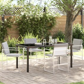 vidaXL Conjunto de Jantar de Jardim 5 Peças com Almofadas Branco Textilene e Aço