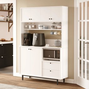 Armário Alto de Cozinha "Toledo" - Branco - 120x180x35.5cm - Design Mo