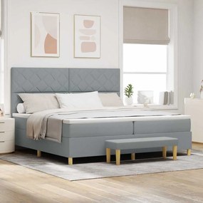 vidaXL Cama Box Spring com Colchão e Banco Cinza Claro 200x200 cm Tecido