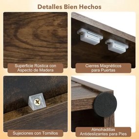 Armário de armazenamento 60 x 30 x 80 cm com portas e prateleiras ajustáveis Castanho