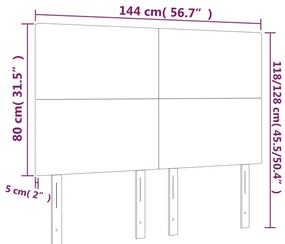 Cabeceira cama c/ LED tecido 144x5x118/128 cm cinza-acastanhado