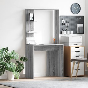 vidaXL Secretária Cinzenta para Computador Cinzento Sonoma