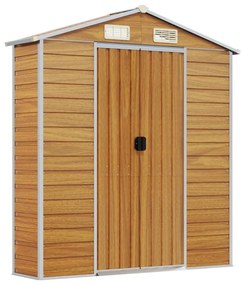 Abrigo de jardim 191x130x198 cm aço galvanizado castanho-claro