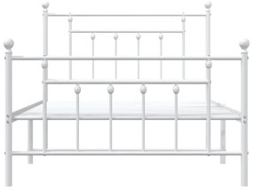 Estrutura de cama com cabeceira e pés 100x200 cm metal branco