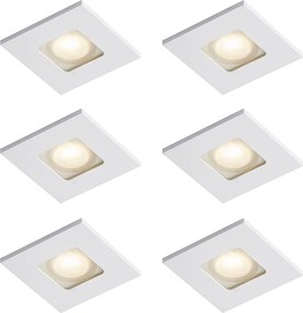 Conjunto de 6 focos embutidos modernos brancos quadrados IP44 - Qure