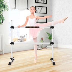 Barra dupla para ballet portátil com altura ajustável para meninas Adultos Fitness Dançar Alongar músculos 124,5 x 71 x 120 cm Prata