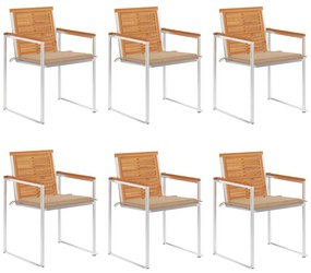 vidaXL Cadeiras de jardim 6 pcs c/ almofadões madeira de acácia maciça