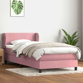 Cama com molas/colchão 100x210 cm veludo rosa