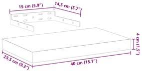 Prateleiras flutuantes 4 pcs 40x23,5x4 cm derivados de madeira