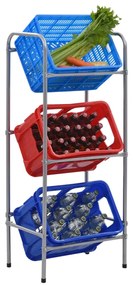 vidaXL Prateleira para 3 caixas 50x33x116 cm aço prateado